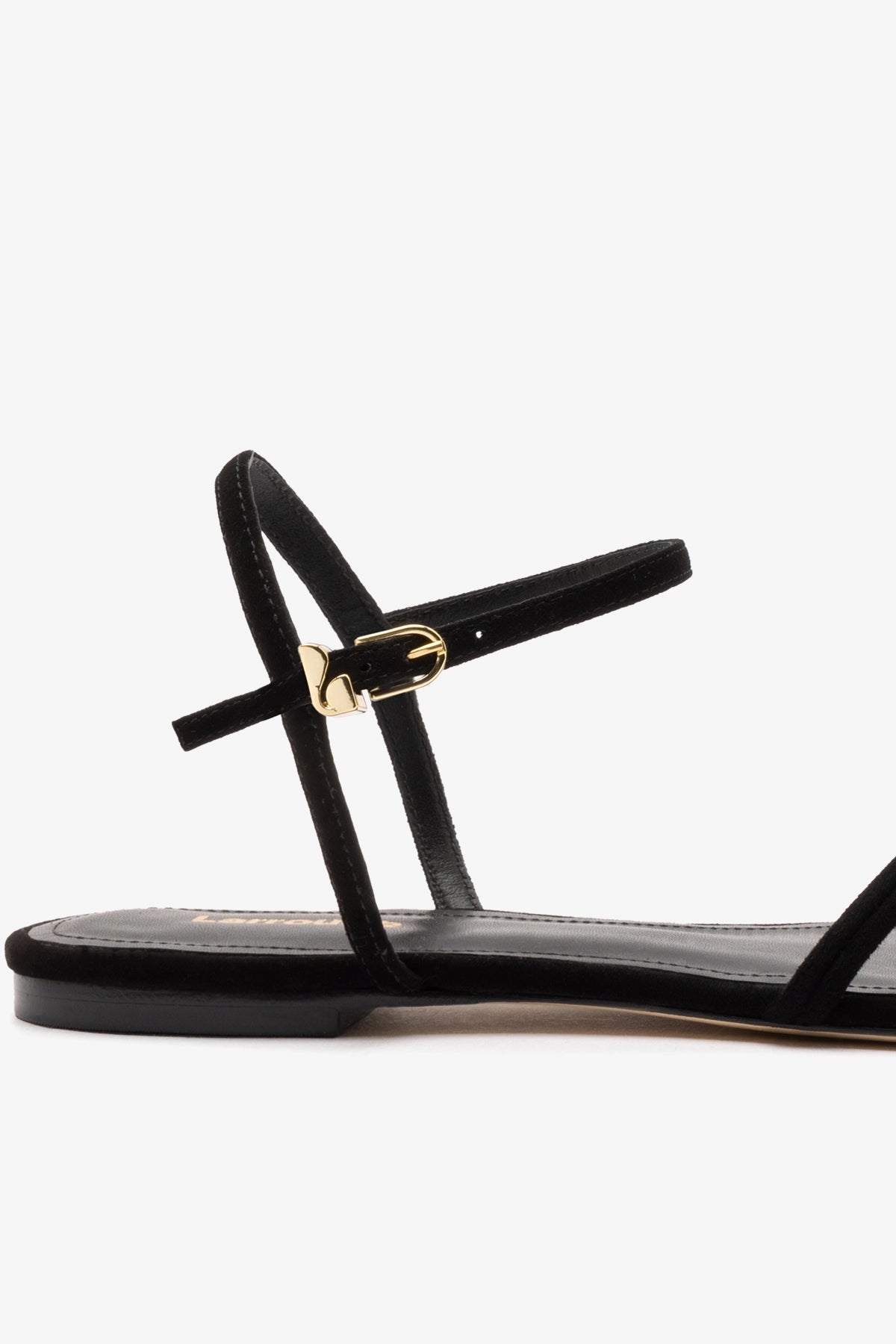 Annie Sandal Ankle Tie In Black Leather - Larroude