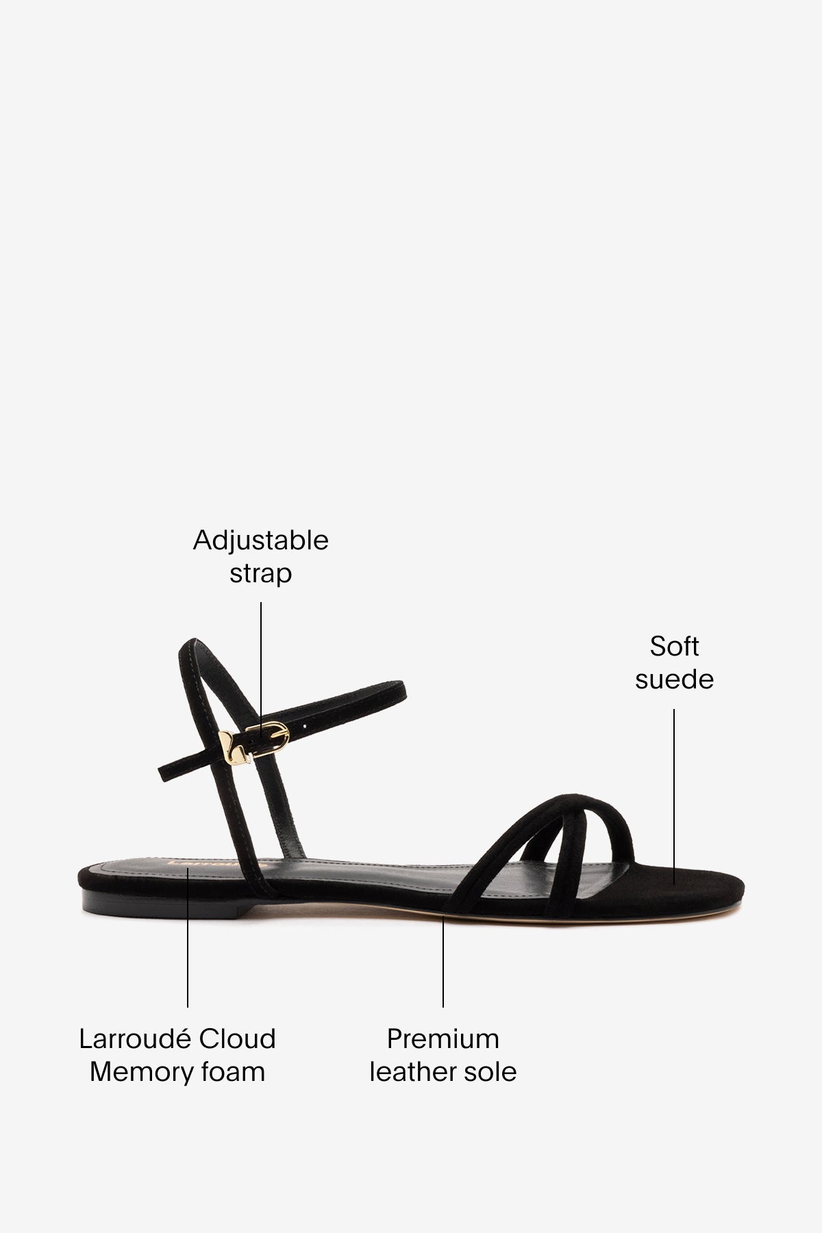 Annie Sandal Ankle Tie In Black Leather - Larroude