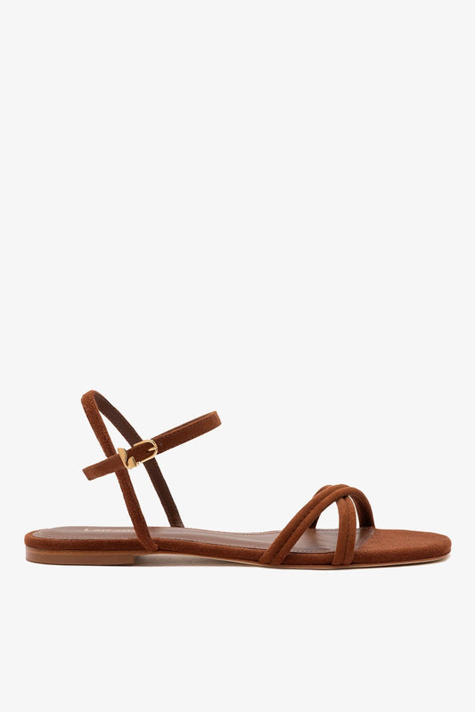 Annie Ankle Strap Sandal In Burnt Umber Leather - Larroude