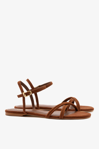 Annie Ankle Strap Sandal In Burnt Umber Leather - Larroude