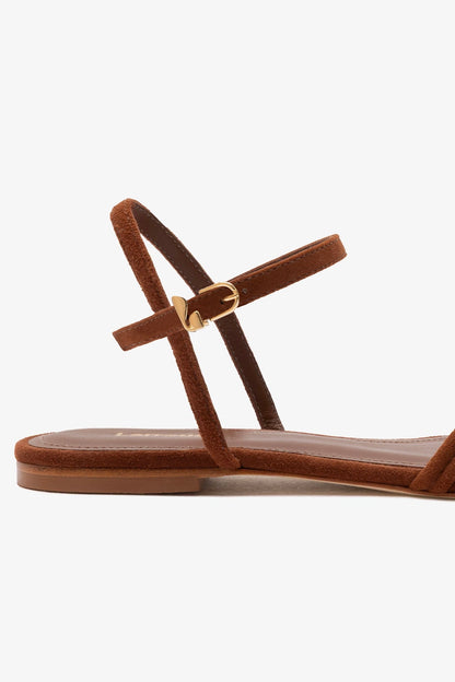 Annie Ankle Strap Sandal In Burnt Umber Leather - Larroude