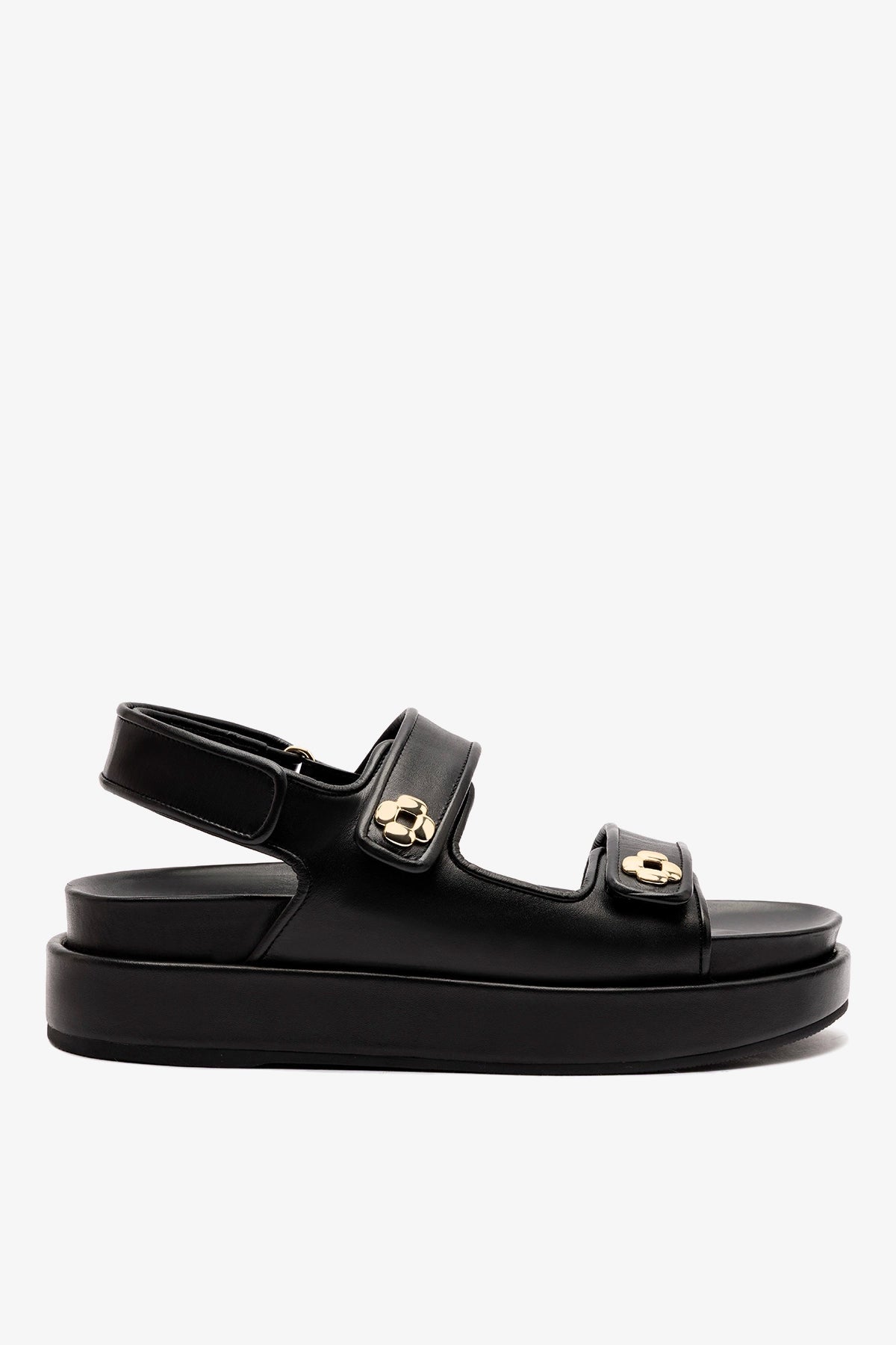 Jetty Sandal In Black Leather - Larroude