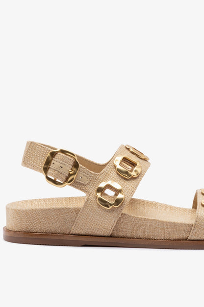 Milan Sport Sandal In Beige Raffia - Larroude