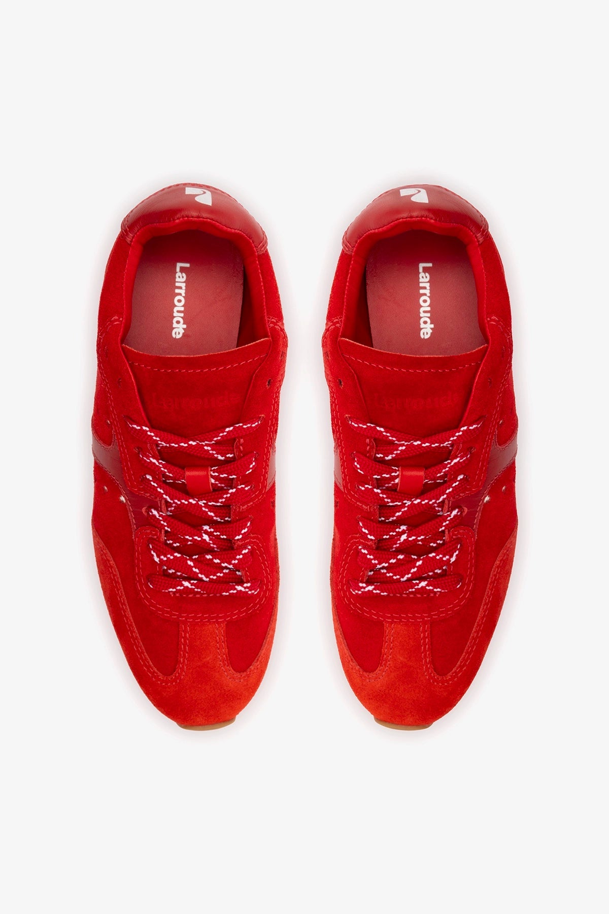 Stella Sneaker In Scarlet Suede and Blood Red Leather - Larroude