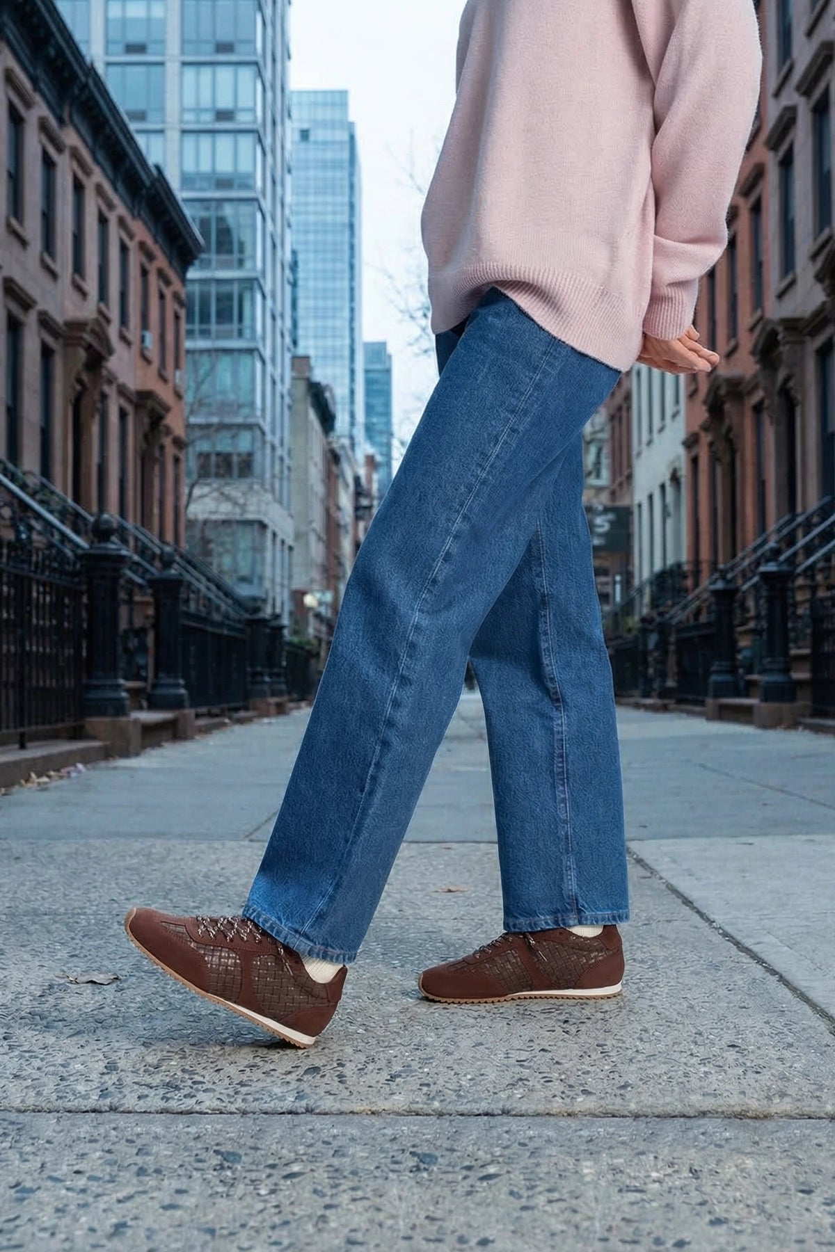 Stella Macrame Sneaker In Brown Leather and Suede - Larroude