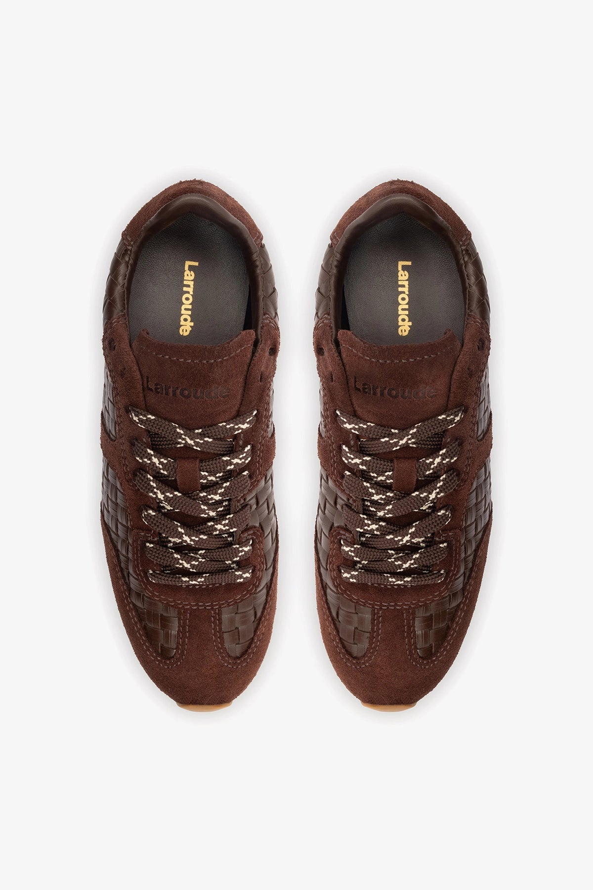 Stella Macrame Sneaker In Brown Leather and Suede - Larroude