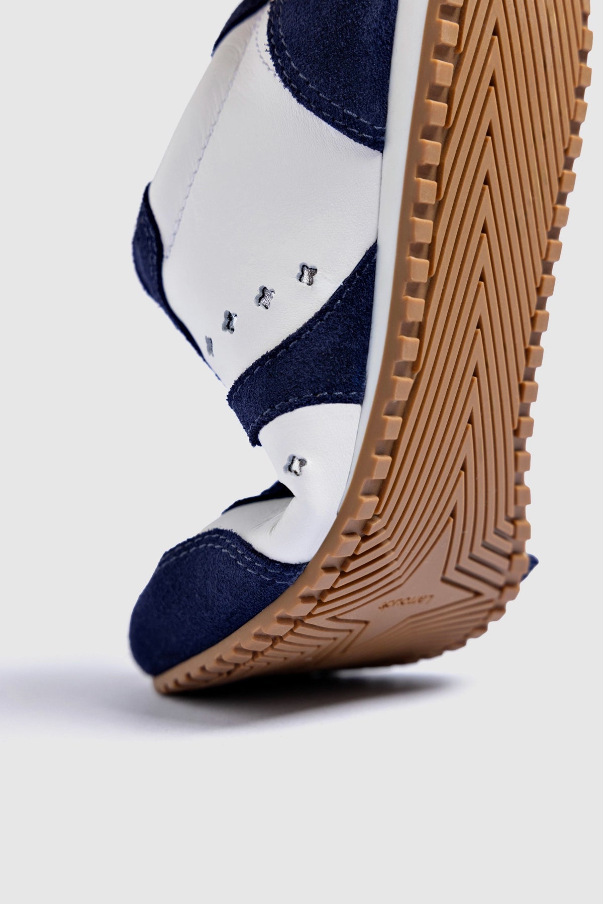 Stella Sneaker In White Leather and Indigo Suede - Larroude