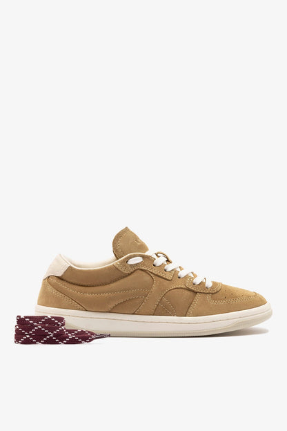 George Sneaker In Peanut Suede and Ivory Leather - Larroude