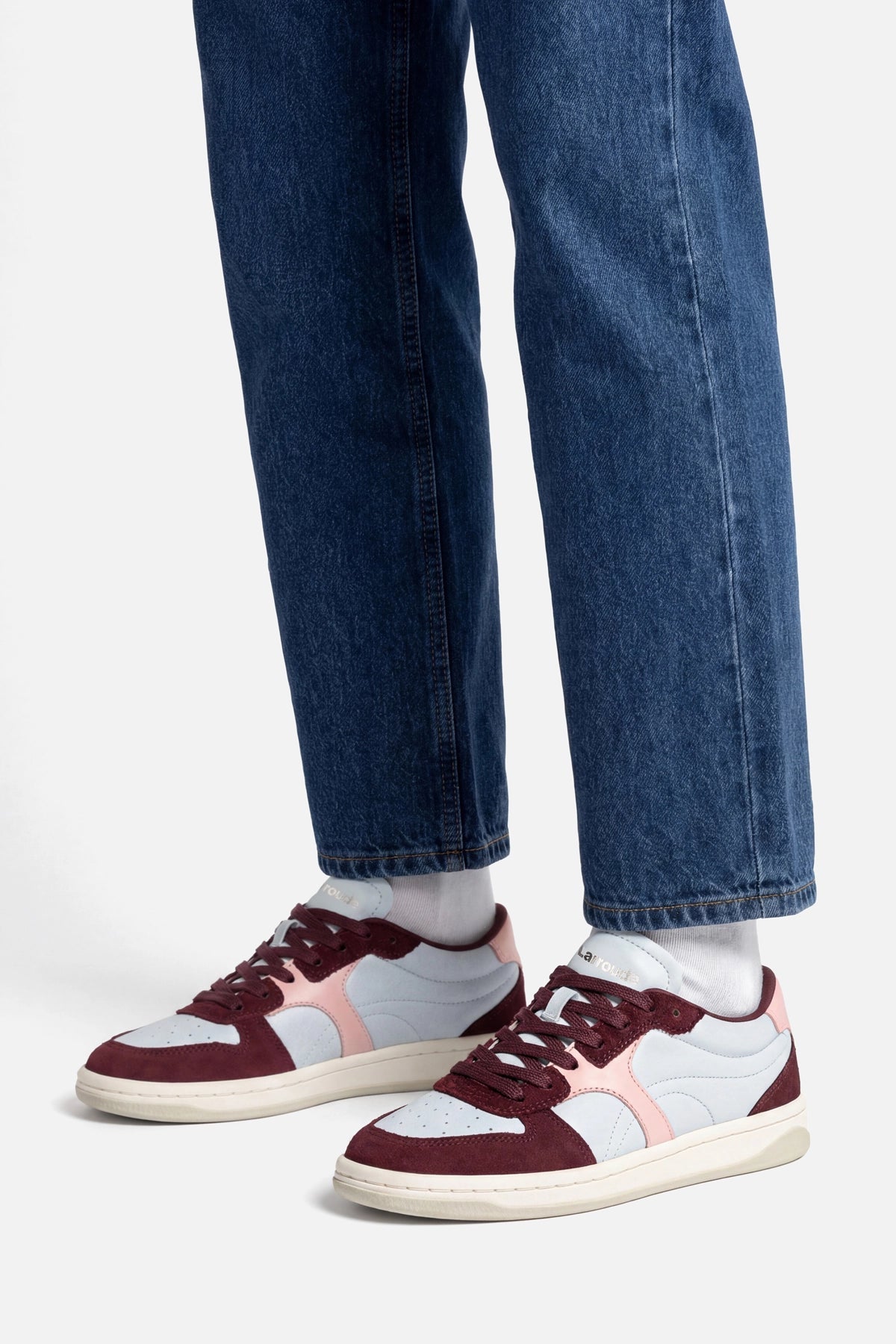 George Sneaker In Burgundy Suede and Maya and Tulip Leather - Larroude