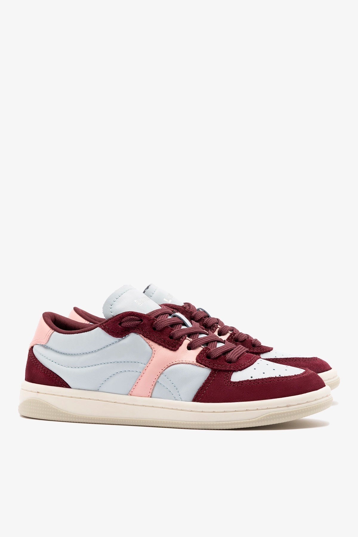 George Sneaker In Burgundy Suede and Maya and Tulip Leather - Larroude