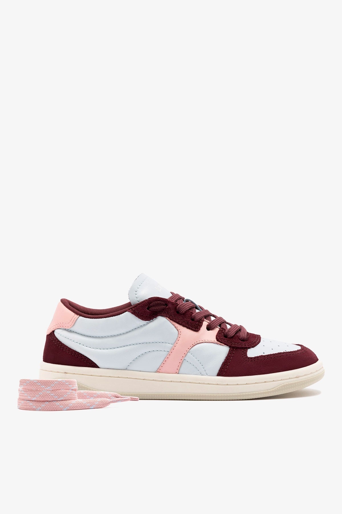 George Sneaker In Burgundy Suede and Maya and Tulip Leather - Larroude