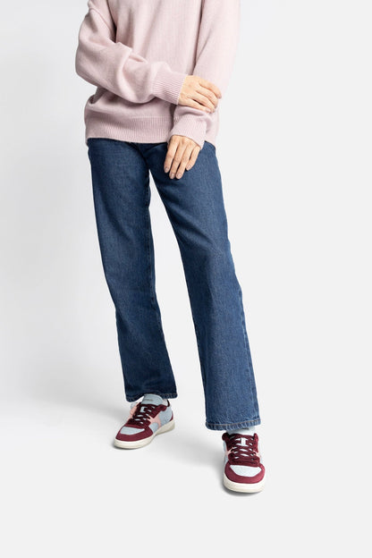 George Sneaker In Burgundy Suede and Maya and Tulip Leather - Larroude