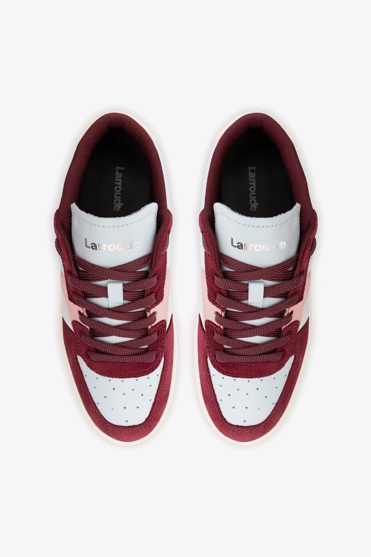 George Sneaker In Burgundy Suede and Maya and Tulip Leather - Larroude