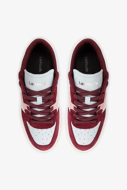 George Sneaker In Burgundy Suede and Maya and Tulip Leather - Larroude