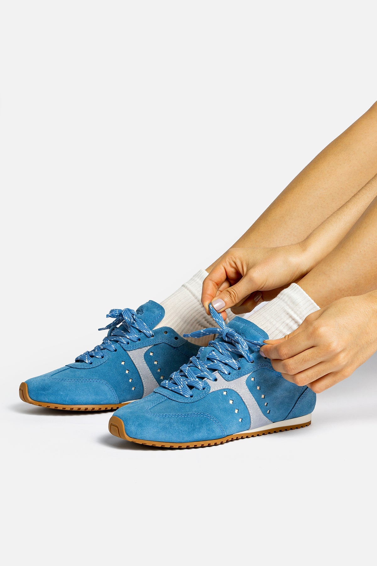 Stella Sneaker In Azure Suede - Larroude