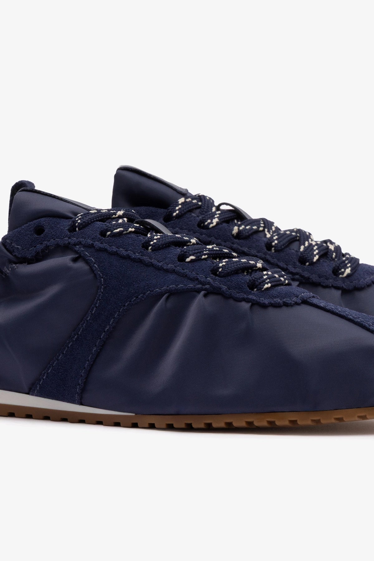 Stella Lite Sneaker In Navy Nylon and Suede - Larroude