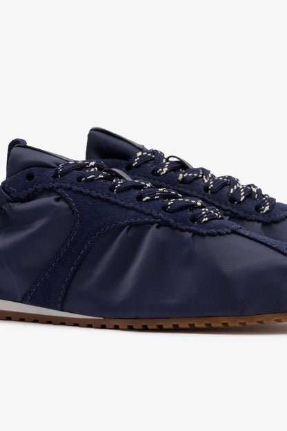Stella Lite Sneaker In Navy Nylon and Suede - Larroude