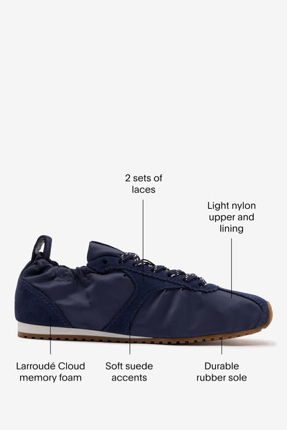 Stella Lite Sneaker In Navy Nylon and Suede - Larroude