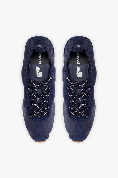 Stella Lite Sneaker In Navy Nylon and Suede - Larroude