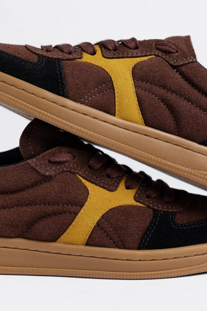 George Sneaker Brown and Yellow Suede - Larroude