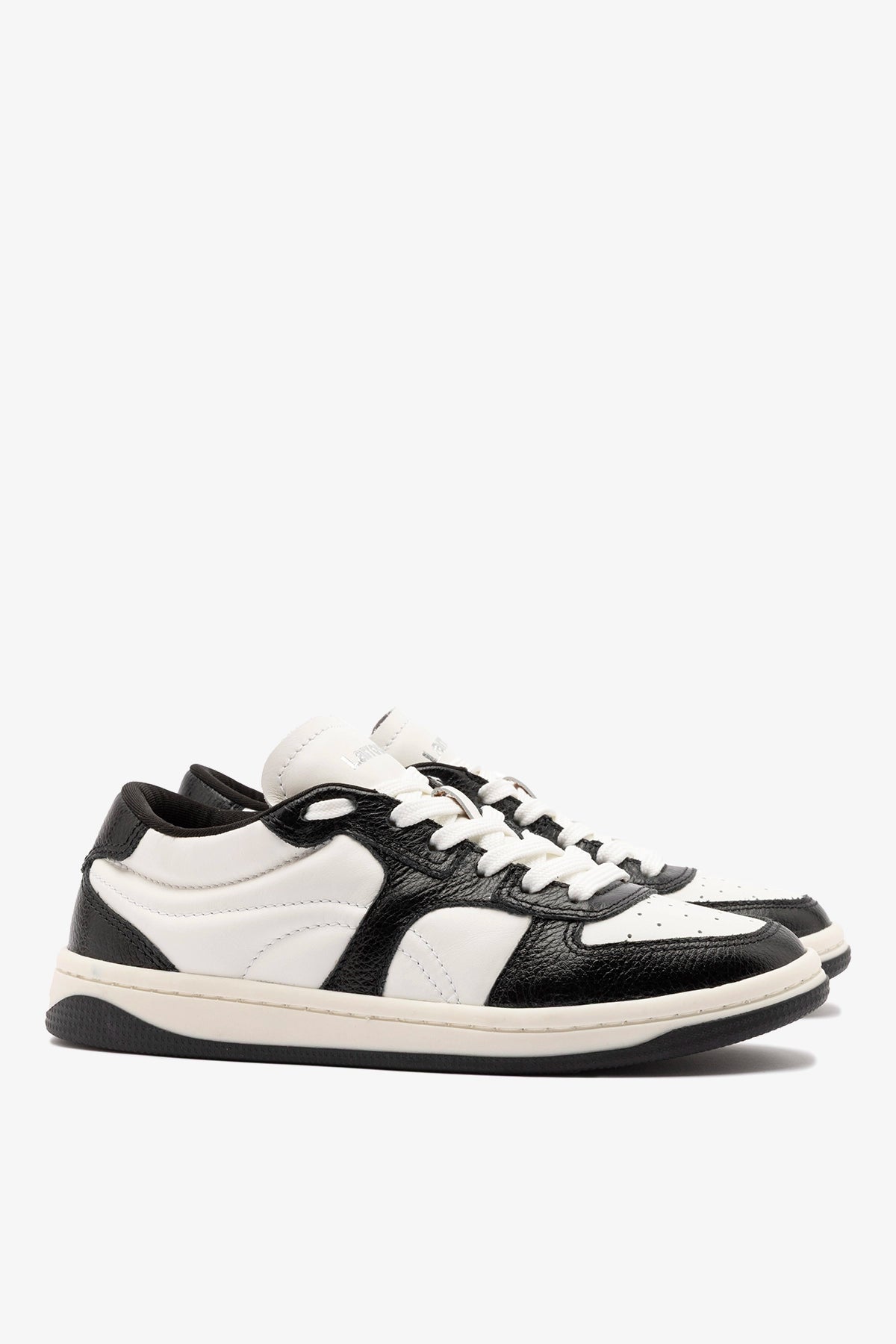 George Sneaker In Black and White Leather - Larroude