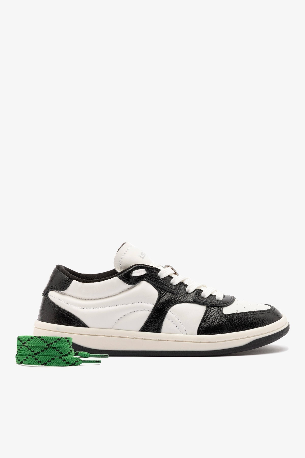 George Sneaker In Black and White Leather - Larroude