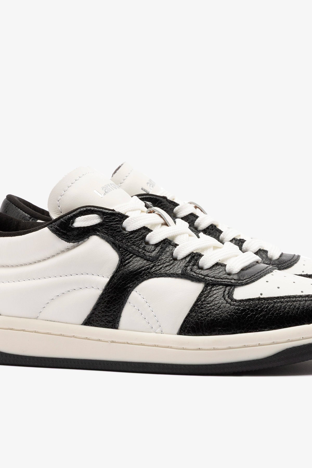 George Sneaker In Black and White Leather - Larroude