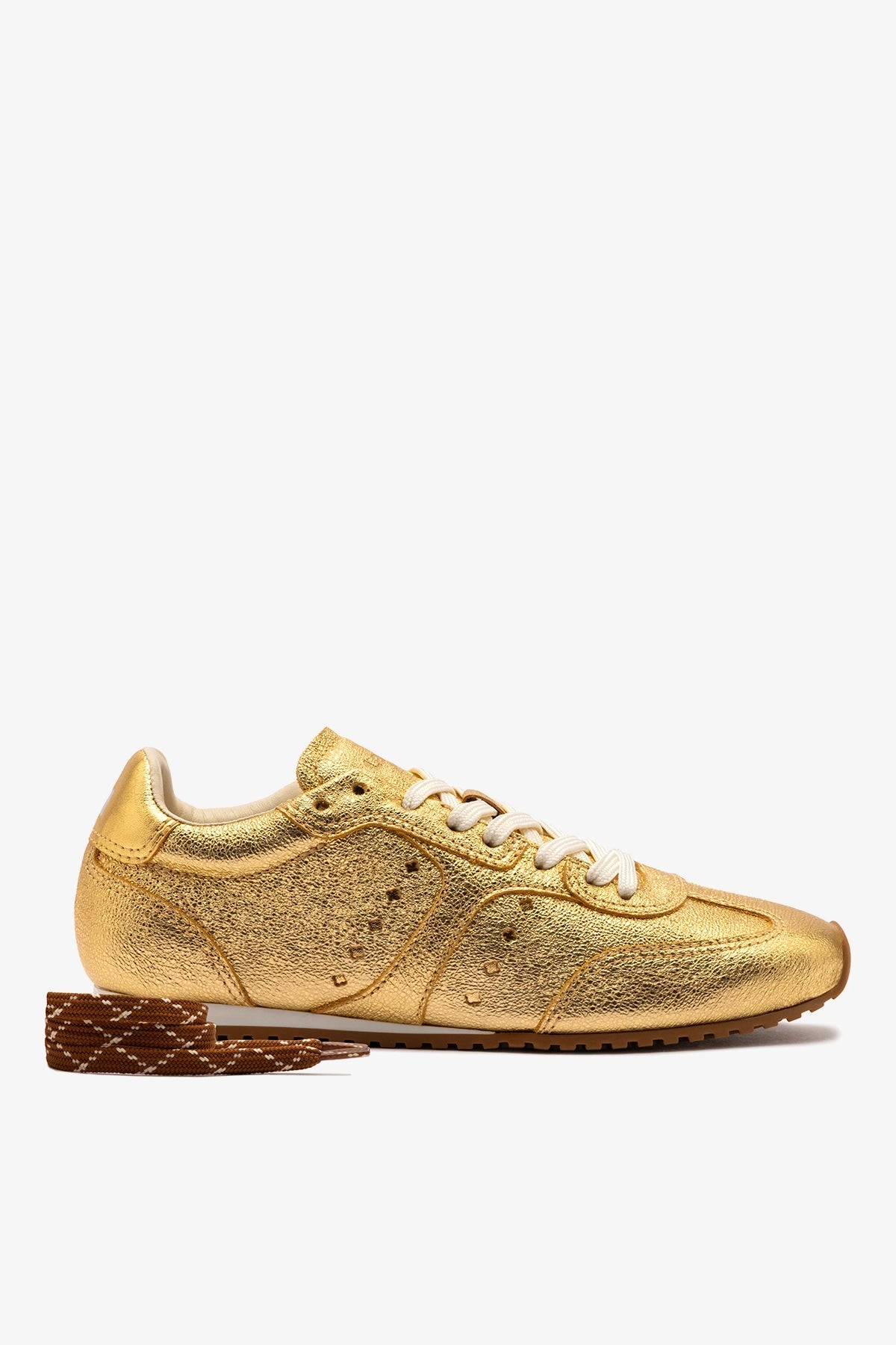 Stella Sneaker In Gold Metallic Leather - Larroude