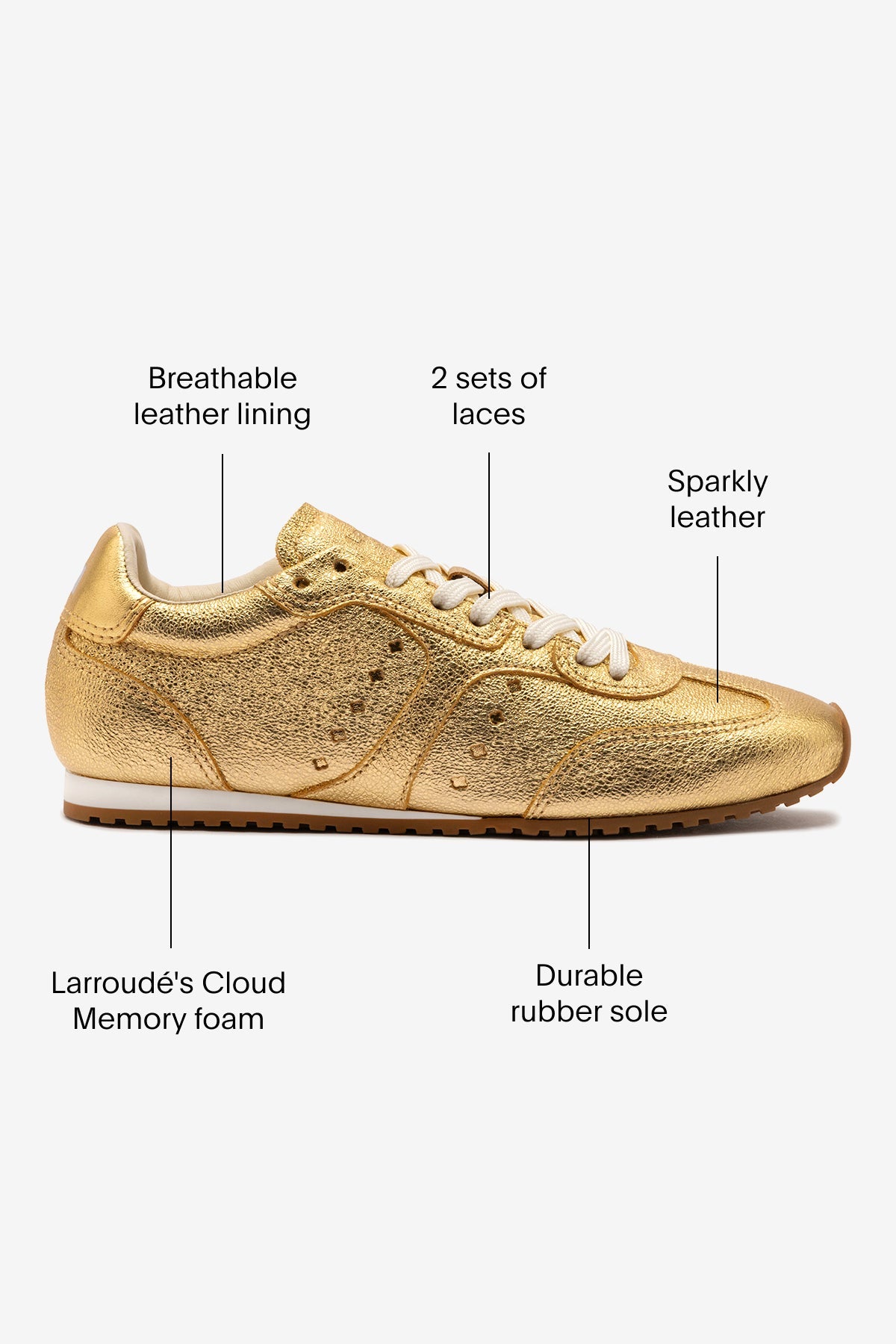 Stella Sneaker In Gold Metallic Leather - Larroude