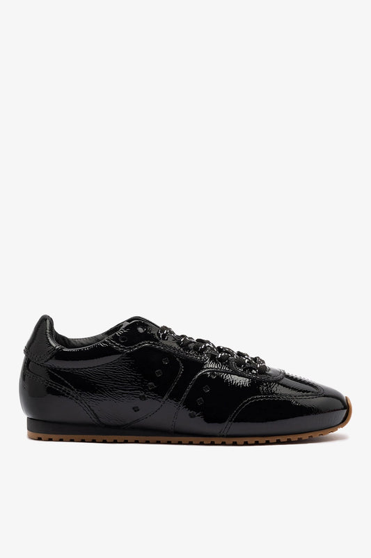 Stella Sneaker In Black Patent Leather - Larroude