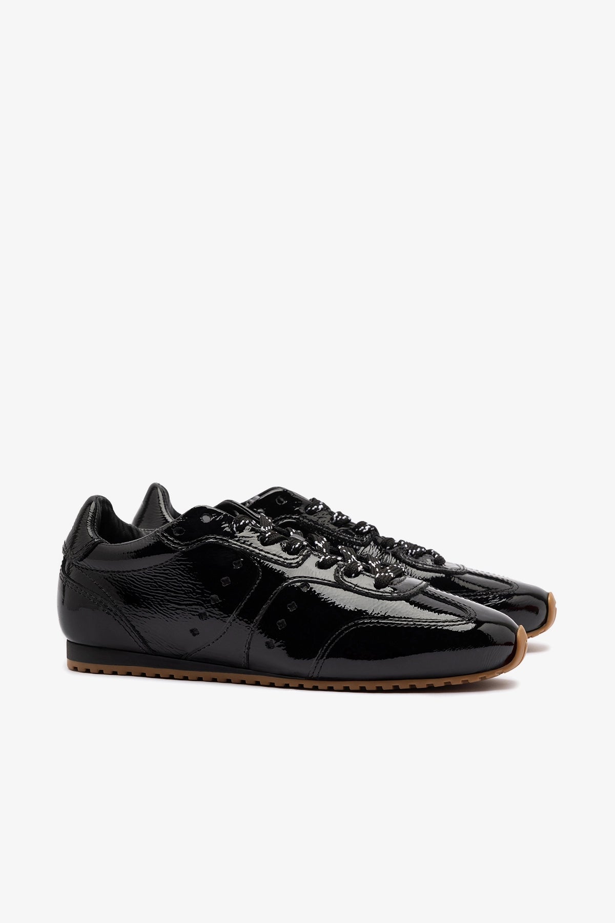 Stella Sneaker In Black Patent Leather - Larroude