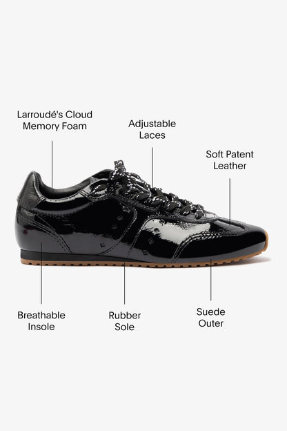 Stella Sneaker In Black Patent Leather - Larroude