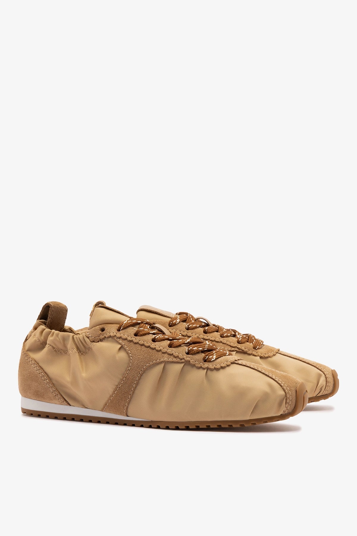 Stella Lite Sneaker In Peanut Nylon and Suede - Larroude