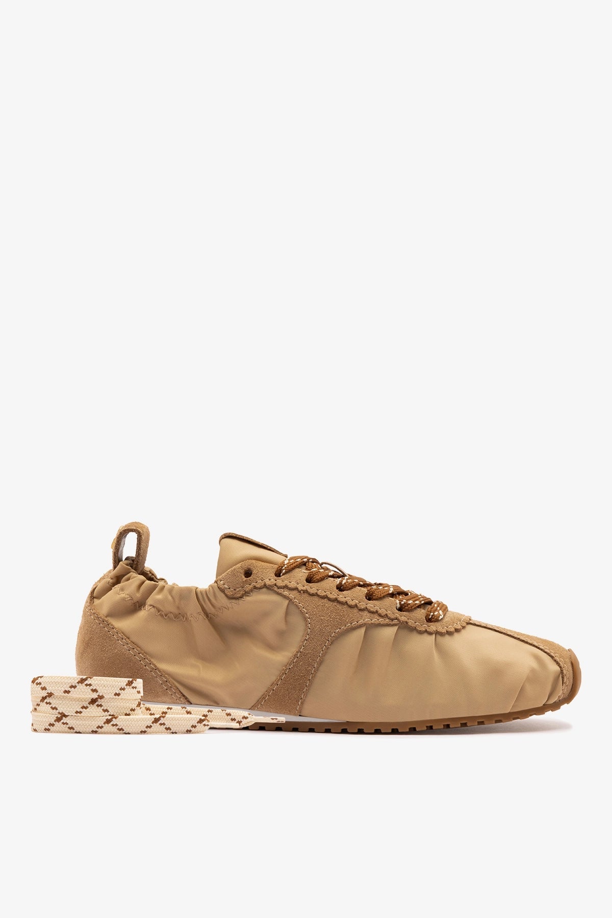 Stella Lite Sneaker In Peanut Nylon and Suede - Larroude