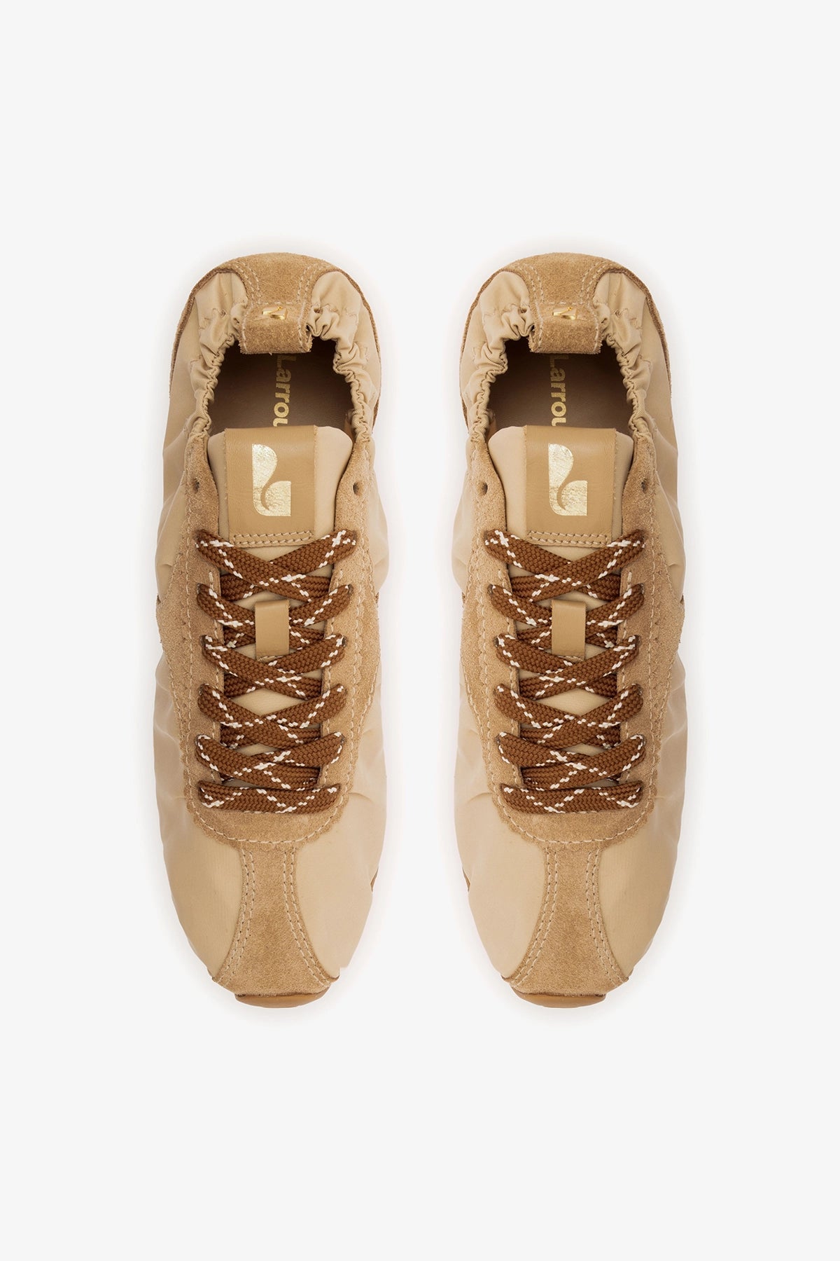 Stella Lite Sneaker In Peanut Nylon and Suede - Larroude
