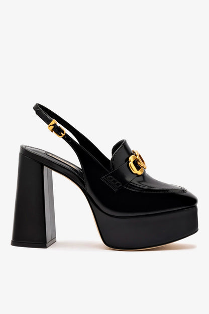 Harrington Loafer Hi In Black Box Leather - Larroude
