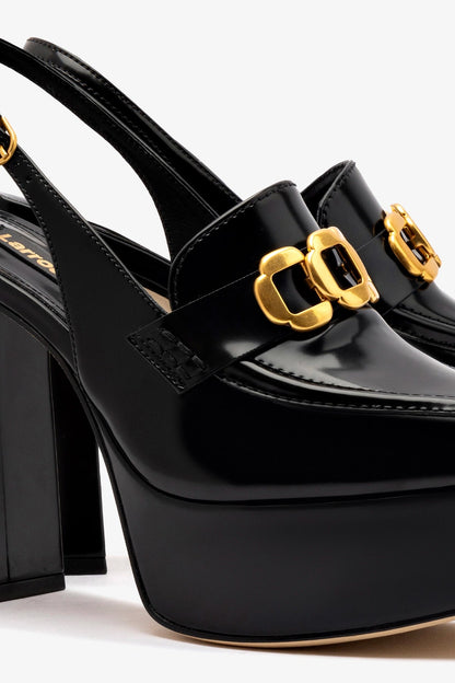Harrington Loafer Hi In Black Box Leather - Larroude