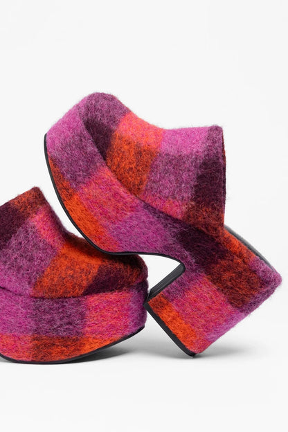 Miso Platform Clog Plum Printed Felt - Larroude