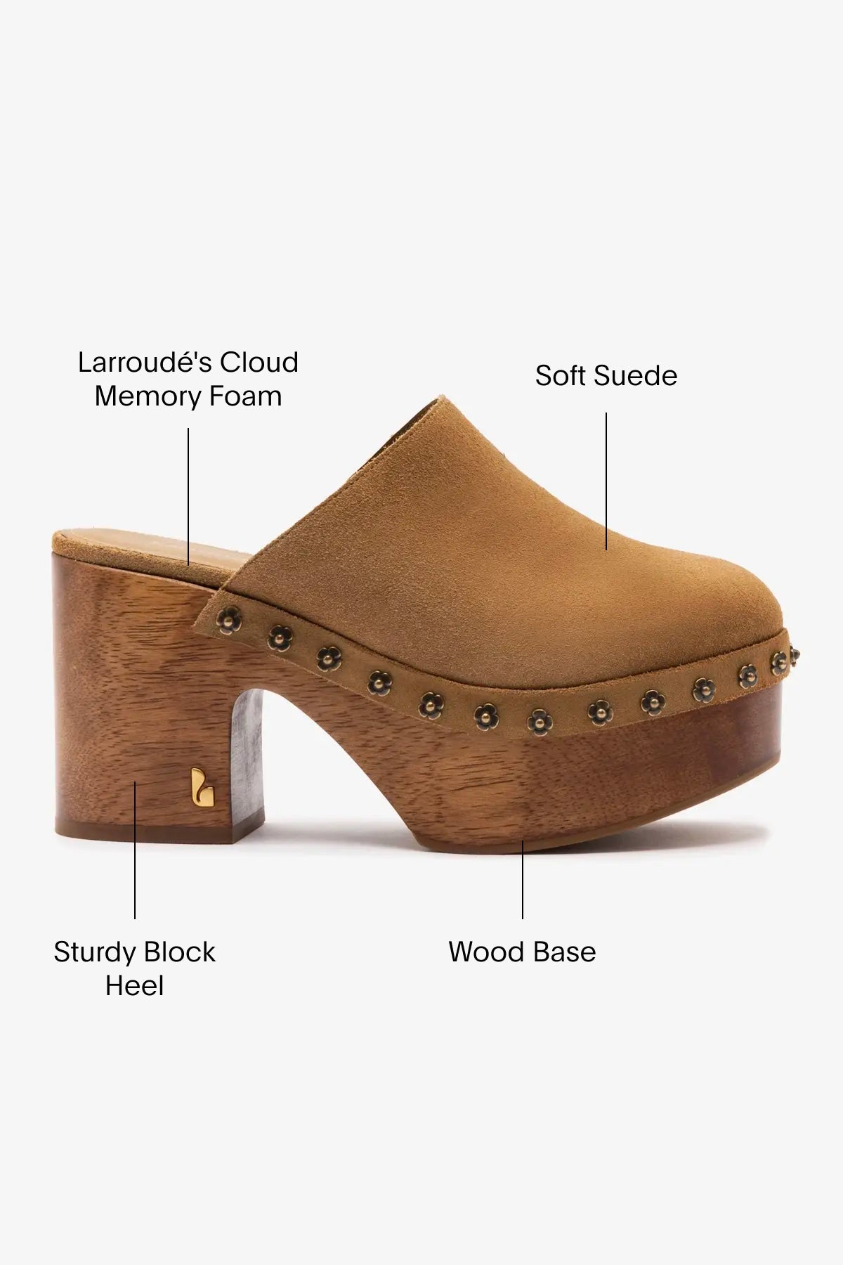 Miso Wooden Platform Clog In Peanut Suede - Larroude