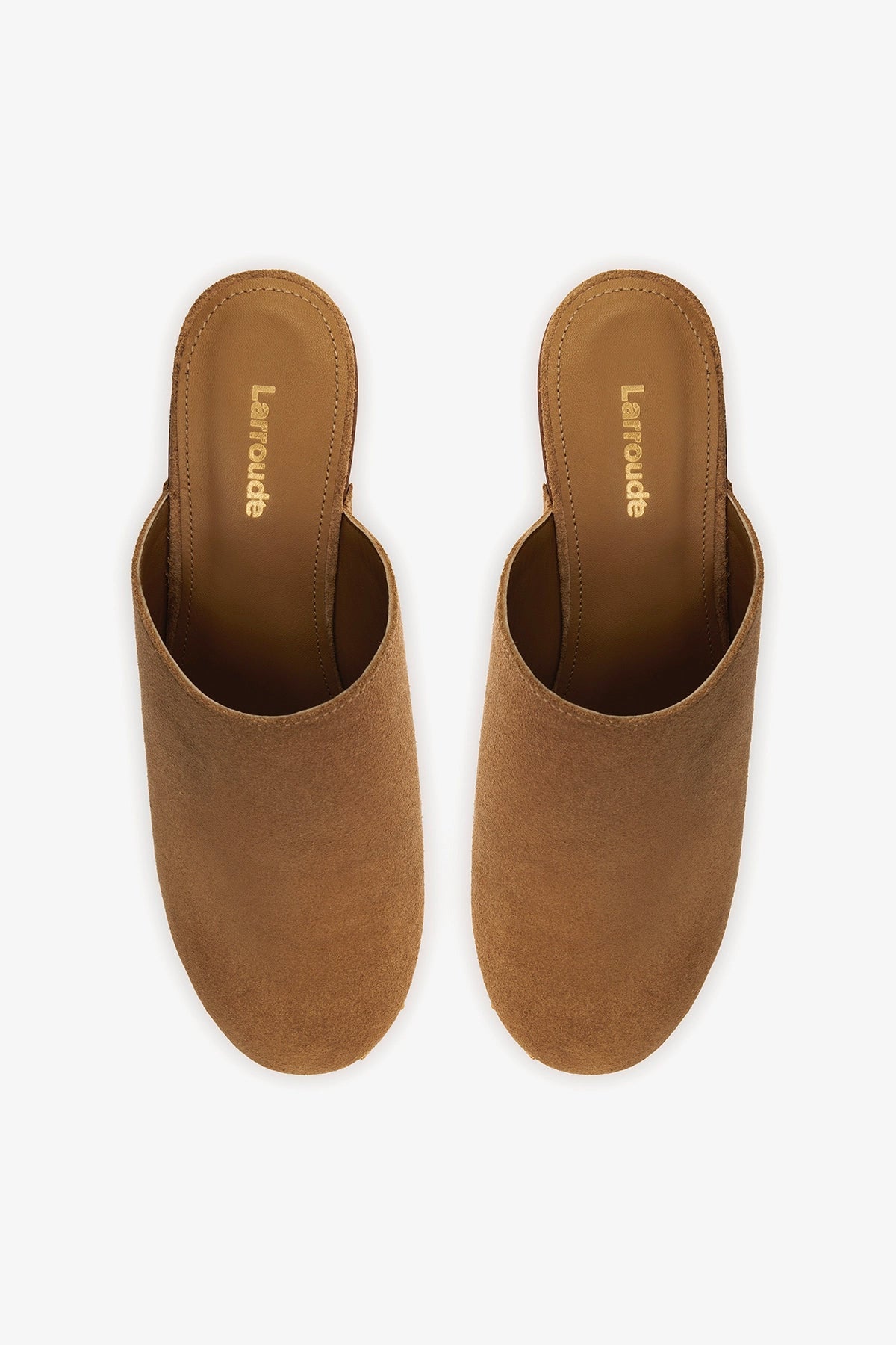 Miso Wooden Platform Clog In Peanut Suede - Larroude