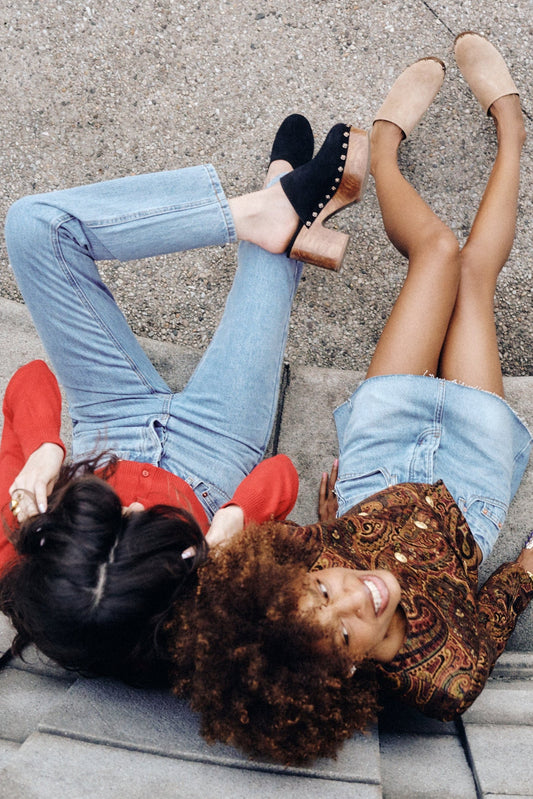 Miso Wooden Platform Clog In Black Suede - Larroude