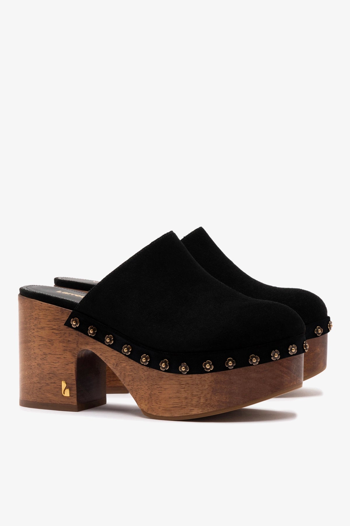 Miso Wooden Platform Clog In Black Suede - Larroude