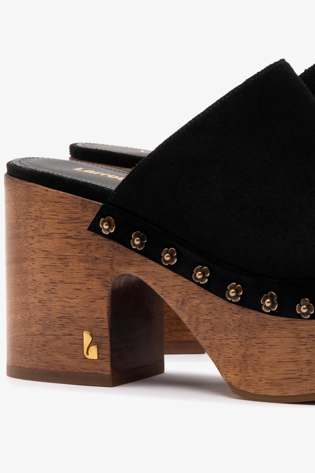 Miso Wooden Platform Clog In Black Suede - Larroude