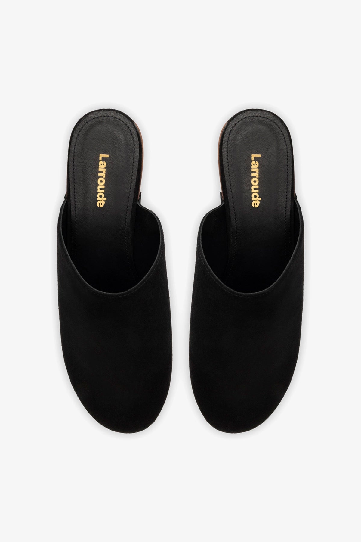 Miso Wooden Platform Clog In Black Suede - Larroude