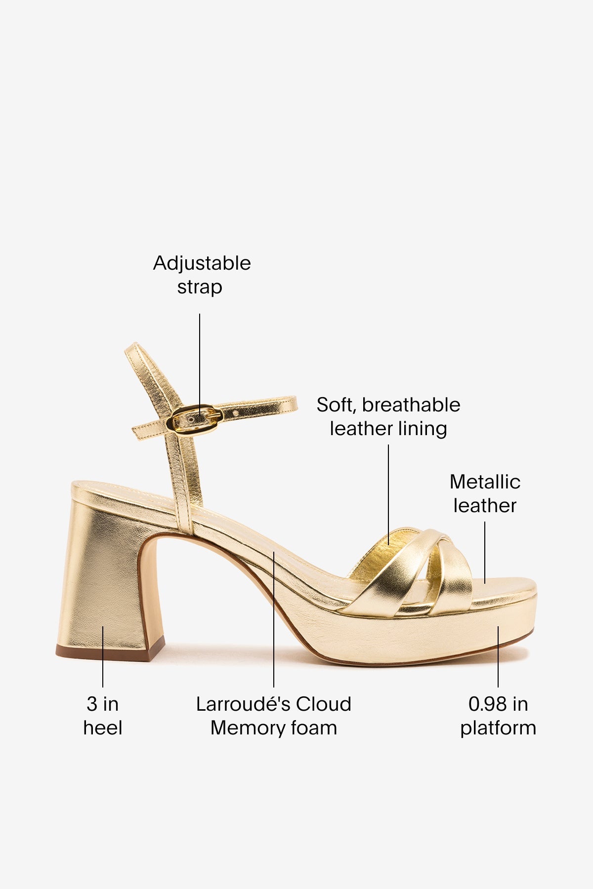 Bianca Low Sandal In Platina Metallic Leather - Larroude