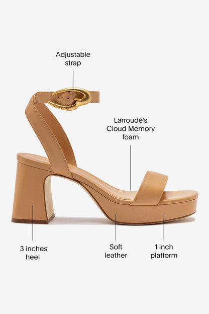 Dolly Verona Low Sandal In Tan Leather - Larroude