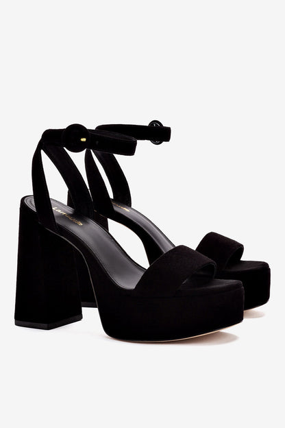 Dolly Sandal In Black Suede - Larroude