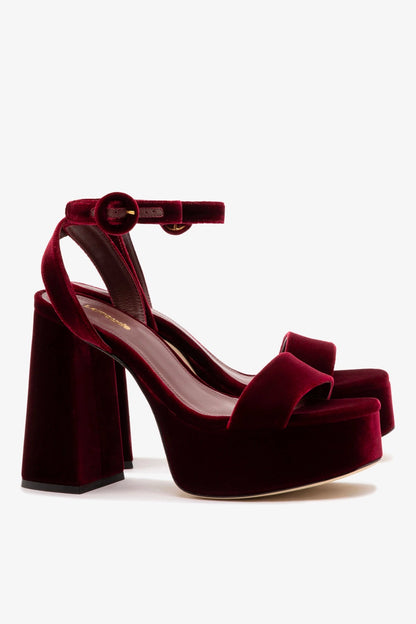 Dolly Sandal In Wine Velvet - Larroude
