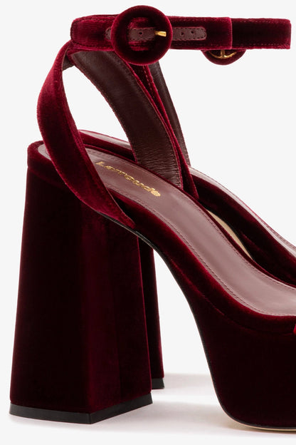 Dolly Sandal In Wine Velvet - Larroude