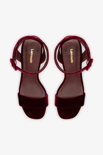 Dolly Sandal In Wine Velvet - Larroude